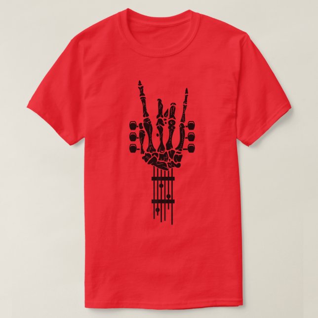 T-shirt Rock & Roll Skeleton Design Guitar Music Lover (Design devant)