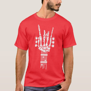 T-shirt Rock & Roll Skeleton Design Guitar Music Lover
