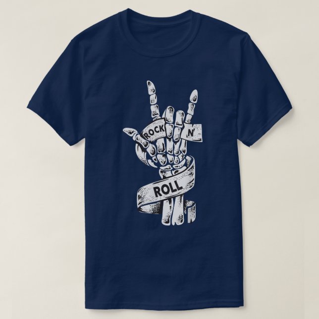 T-shirt Rock & Roll Skeleton Guitar Music Lover Rockstar  (Design devant)