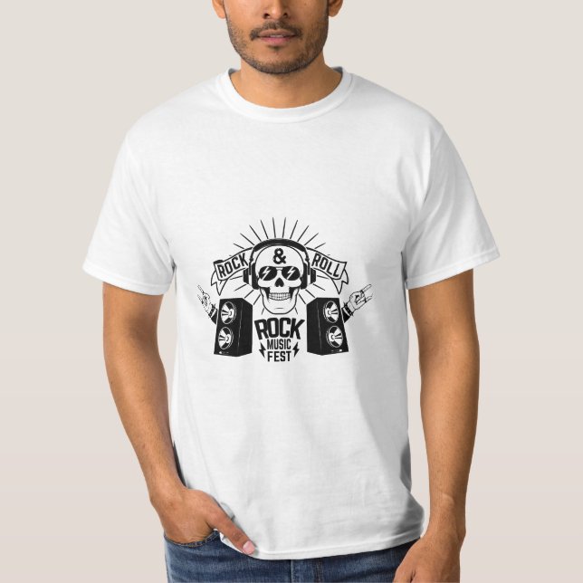 T-shirt Rock & Roll Skull Music Fest Graphic (Devant)