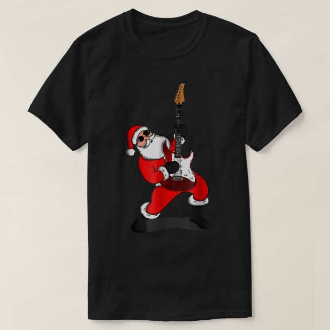 T-shirt Rock Santa Guitar Christmas Design (Design devant)