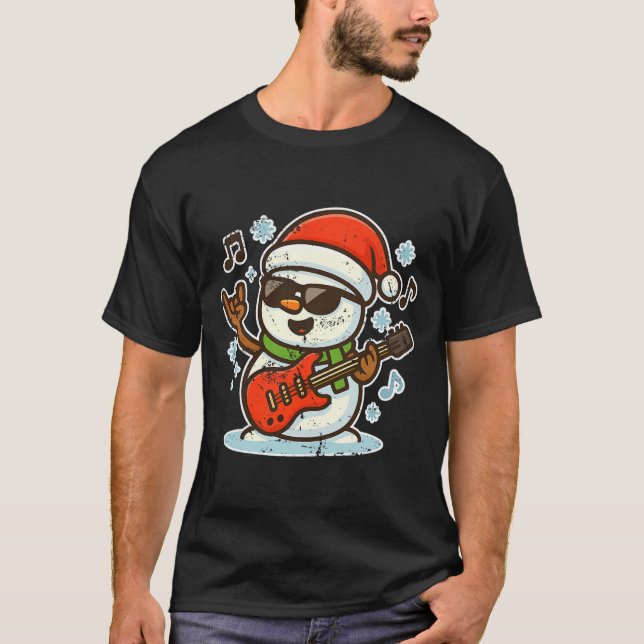 T-shirt Rock Snowman With Guitar Premium Tri-blend  (Devant)