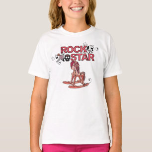 T-shirt Rock star drôle cheval rocking filles tee