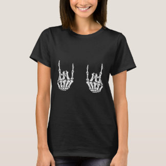 T-shirt Rock Star Rock Skeleton Hands Rockfun Hallow