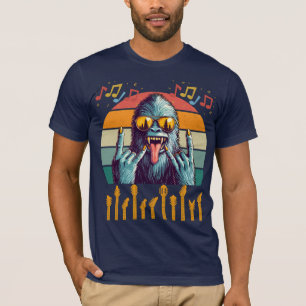 T-shirt Rock Sur Bigfoot Sasquatch Aime Rock Et Roll Sung