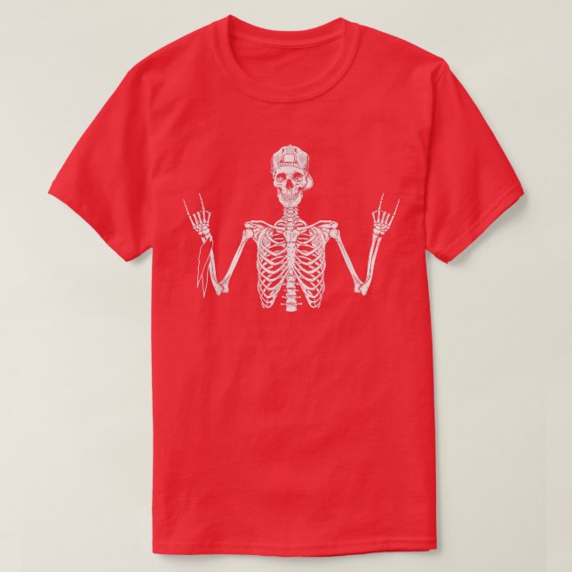 T-shirt Rock Sur Skeleton Hands Rocky Drôle Main Hippie H (Design devant)