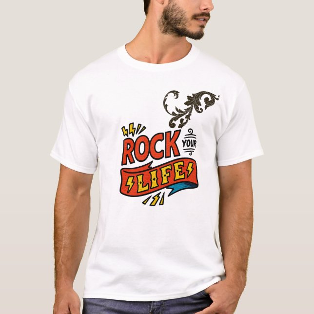 T-Shirt Rock Surfer de style vintage comic (Devant)