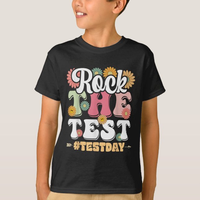 T-shirt Rock The Test Testing Day Groovy Motivational Teac (Devant)