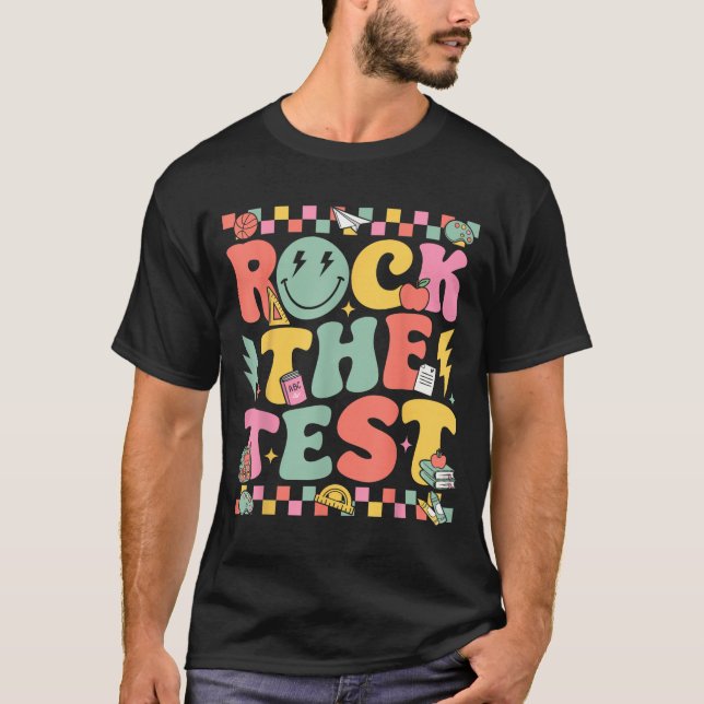 T-shirt Rock The Test Testing Day Retro Motivational Teach (Devant)