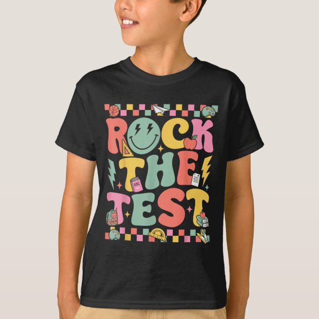 T-shirt Rock The Test Testing Day Retro Motivational Teach (Devant)