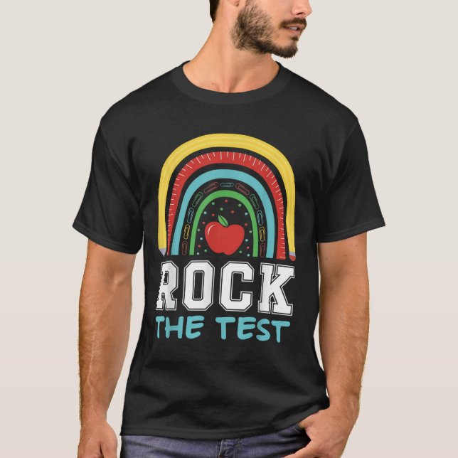 T-shirt Rock The Test Testing Day Retro Motivational Teach (Devant)