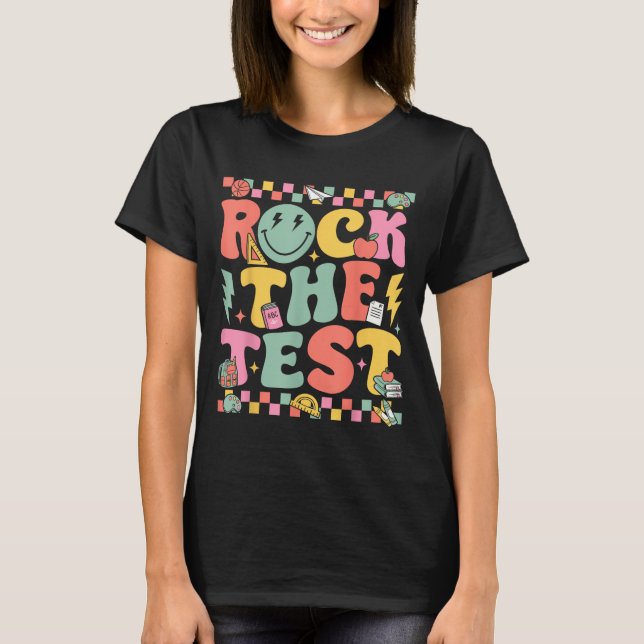 T-shirt Rock The Test Testing Day Retro Motivational Teach (Devant)