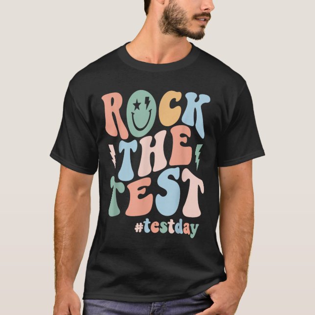 T-shirt Rock The Test Testing Day Retro Motivational Teach (Devant)