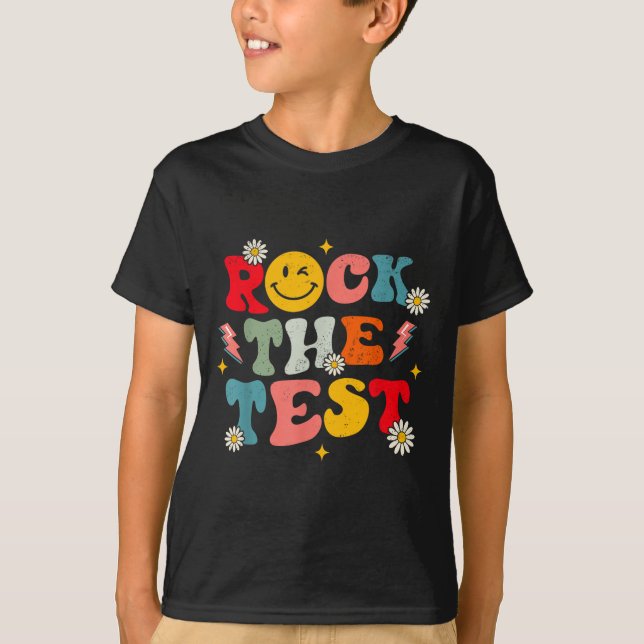 T-shirt Rock The Test Testing Day Retro Motivational Teach (Devant)