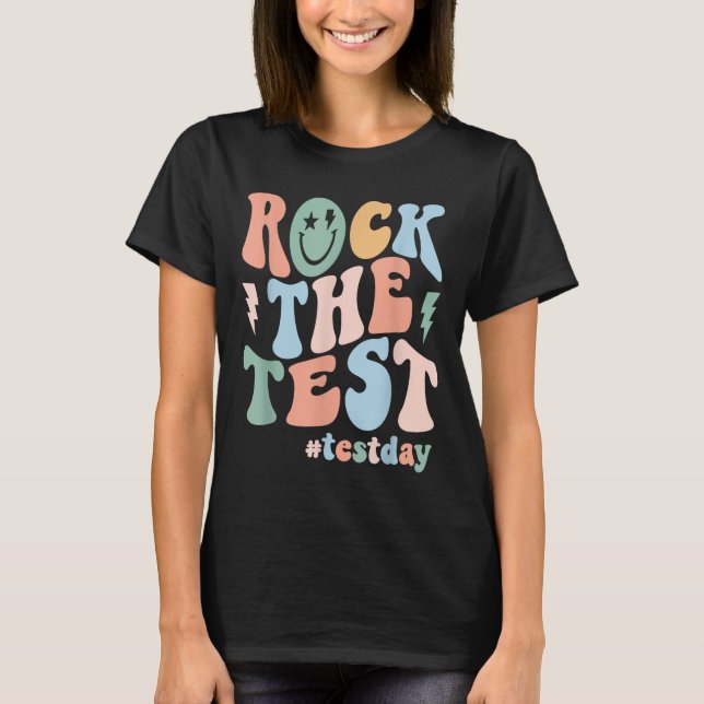 T-shirt Rock The Test Testing Day Retro Motivational Teach (Devant)