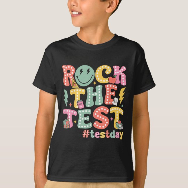 T-shirt Rock The Test Testing Day Retro Motivational Teach (Devant)