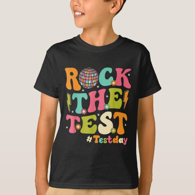 T-shirt Rock The Test Testing Day Retro Motivational Teach (Devant)