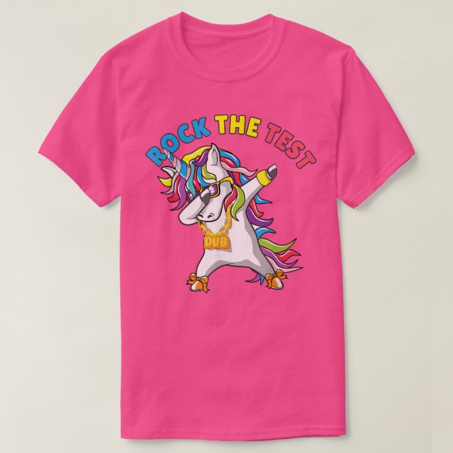 T-shirt Rock The Test Unicorn Funny Test Sondage Enseignem (Design devant)