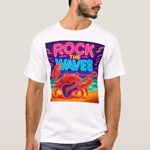 T-shirt Rock the Waves - Neon Guitar Crab