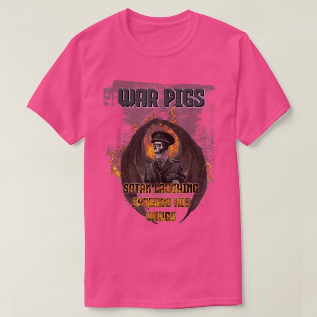 T-shirt Rock War Pigs general skeleton devil satan laughin (Design devant)