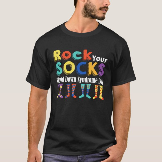 T-shirt Rock Your Socks mignonne 3 21 Trisomy 21 World Dow (Devant)