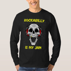 T-shirt Rockabilly Est Mon Jam - Crâne Et Casque