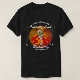 T-shirt Rockabilly Reviving The 50's Guitars Mic Graphic