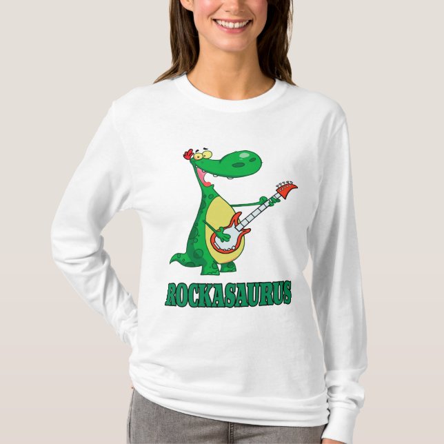T-shirt rockasaurus rock n roll dinosaur dino (Devant)