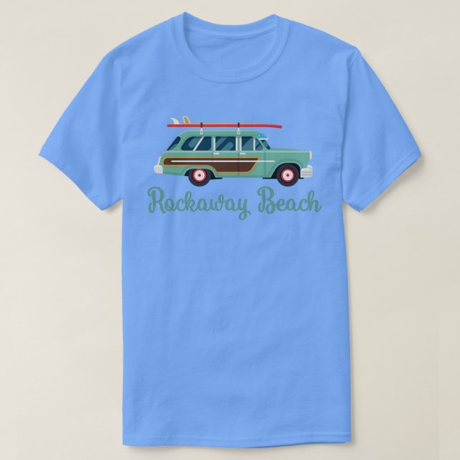T-shirt Rockaway Beach New York Retro Surf Wagon (Design devant)