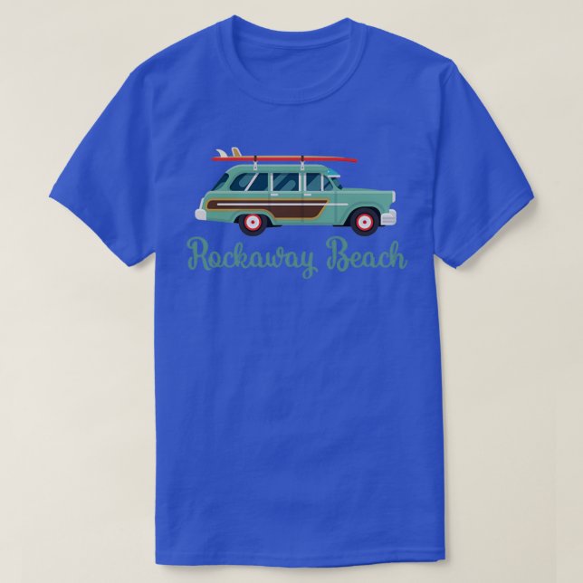T-shirt Rockaway Beach New York Retro Surf Wagon (Design devant)