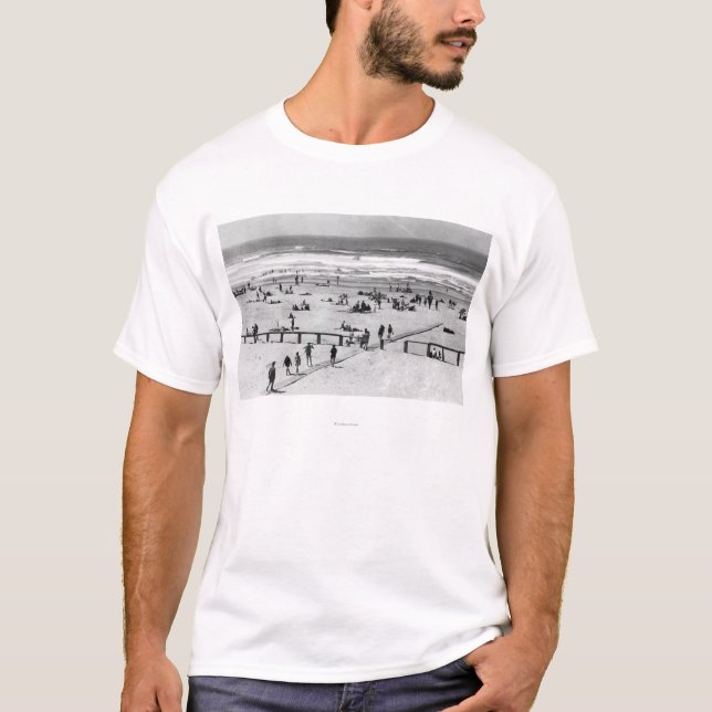 T-shirt Rockaway, scène de plage de l'Orégon et nageurs (Devant)