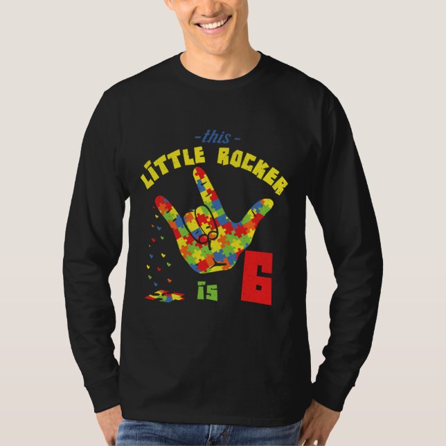T-shirt Rocker Âge 6 Naissance Puzzle Sensibilisation sur  (Devant)