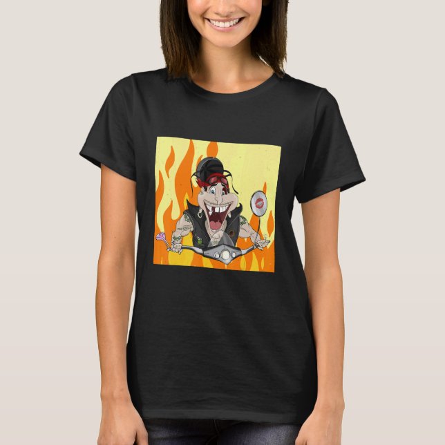 T-shirt Rocker avec feu et flammes Burnout (Devant)