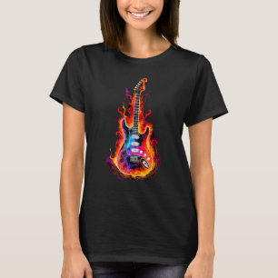 T-shirt Rocker de musique rock avec guitare électrique fla