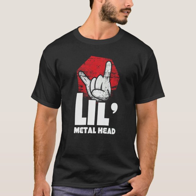T-shirt Rocker Hand Metal Sign Rock Music Lover Little Met (Devant)