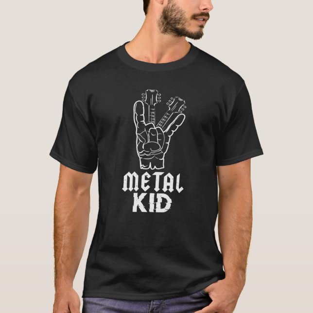 T-shirt Rocker Hand Sign Metal Music Love Guitar Rock Meta (Devant)