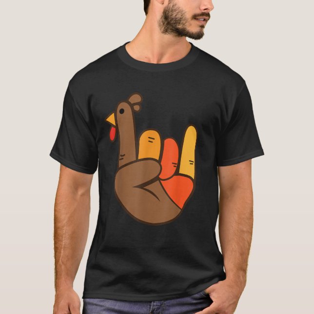 T-shirt rocker Hand Turkey rock drôle Thanksgiving (Devant)