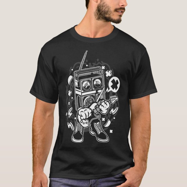 T-shirt Rocker radio rétro (Devant)