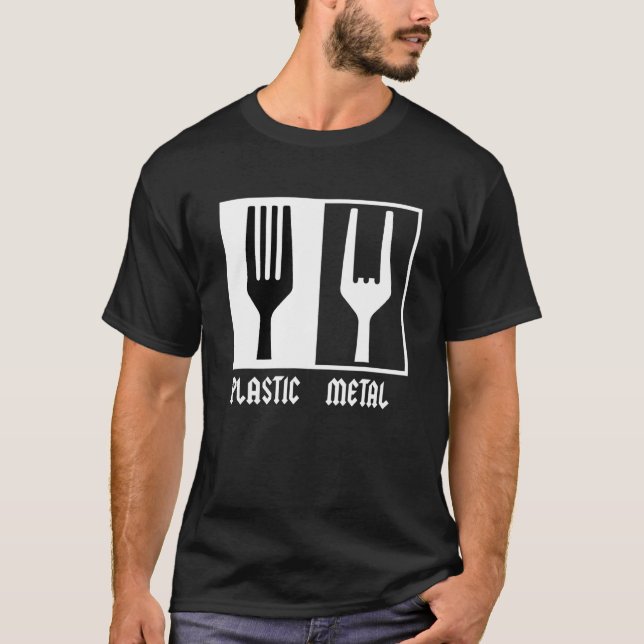 T-shirt Rocker Rock Metal Plastic Fork Rock Music (Devant)