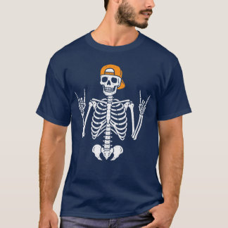 T-shirt Rocker Skeleton Cap Skater Cool Punk Rock Men Boys