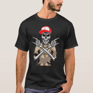 T-shirt Rocker Skeleton Rocher À La Main Sur Costume Hallo