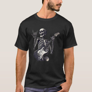 T-shirt Rocker squelette gothique avec guitare électrique