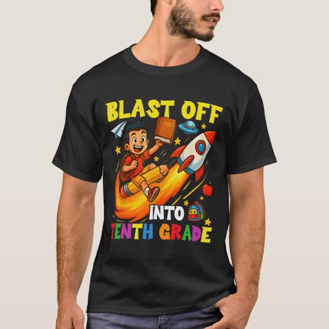 T-shirt Rocket Blast Off Into Sophomore Funny Back To Scho (Devant)