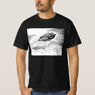 T-shirt Rocket de vaisseau spatial de science-fiction vint