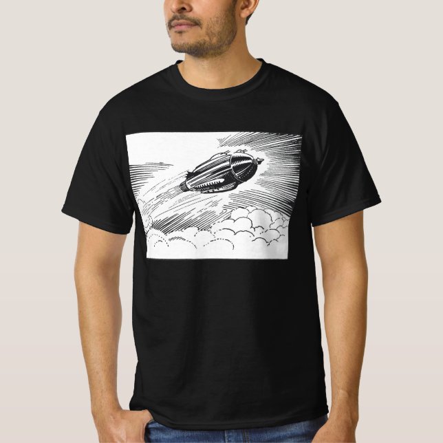 T-shirt Rocket de vaisseau spatial de science-fiction vint (Devant)
