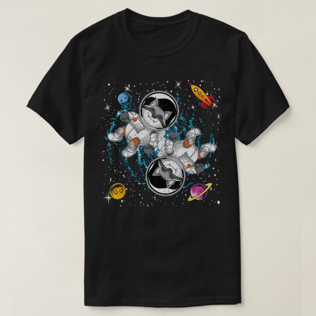 T-shirt Rocket Planètes Astronaut Animal Trash Panda Space (Design devant)