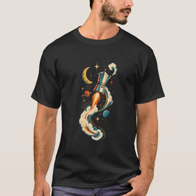 T-Shirt Rocket Rétro Pot Moka Cosmique (Devant)