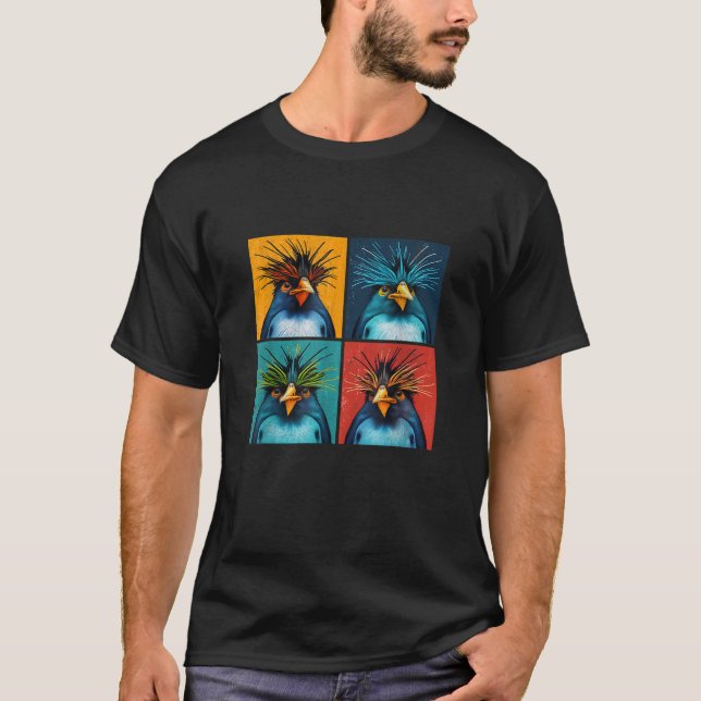 T-shirt Rockhopper Penguin Pop Art Design Illustration Col (Devant)