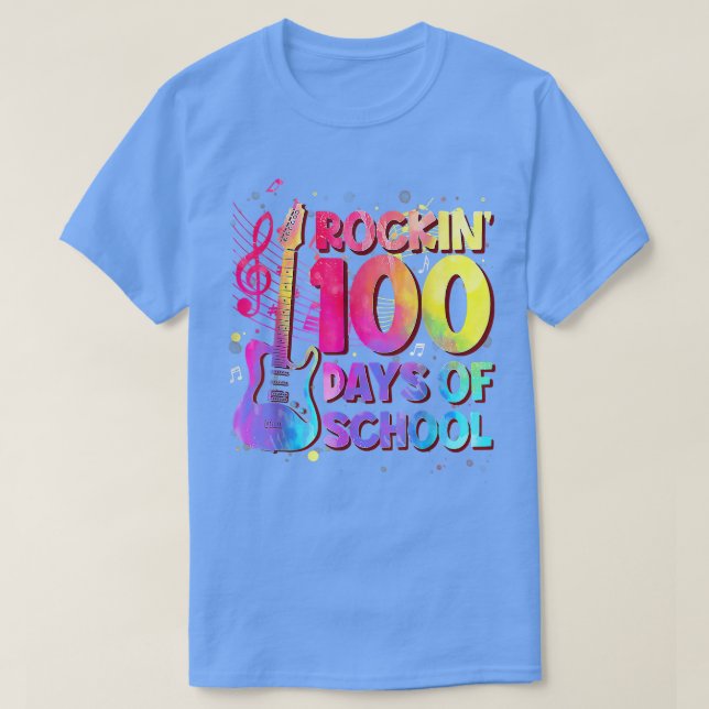 T-shirt Rockin' 100 Jours D'École Chemise Guitare Musique  (Design devant)