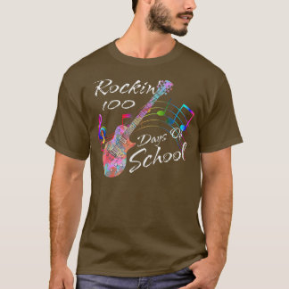 T-shirt Rockin' 100 Jours D'École Guitare Professeur De Mu